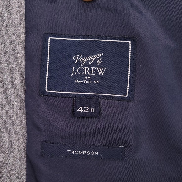 J Crew Blazer Mens 42R Gray Wool Sharkskin Voyager Thompson Sport Coat Jacket - Picture 5 of 13
